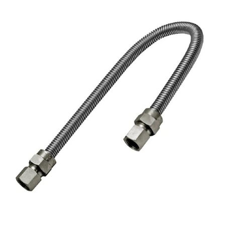 Flextron Gas Line Hose 3/8'' O.D. x 24'' Length with 3/8" FIP Fittings, Stainless Steel Flexible Connector FTGC-SS14-24H